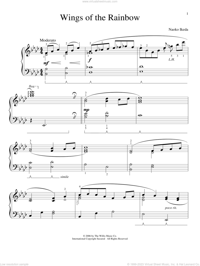 Wings Of The Rainbow sheet music for piano solo (elementary) by Naoko Ikeda, beginner piano (elementary)