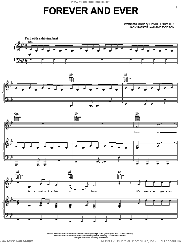 Forever And Ever sheet music for voice, piano or guitar by David Crowder Band, David Crowder, Jack Parker and Mike Dodson, intermediate skill level