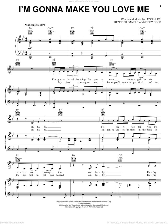 I'm Gonna Make You Love Me sheet music for voice, piano or guitar by The Temptations, Michael McDonald, The Supremes, Jerry Ross, Kenneth Gamble and Leon Huff, intermediate skill level