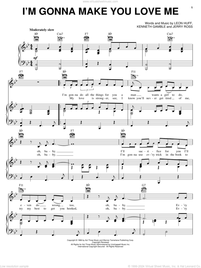 I'm Gonna Make You Love Me sheet music for voice, piano or guitar by The Temptations, Michael McDonald, The Supremes, Jerry Ross, Kenneth Gamble and Leon Huff, intermediate skill level