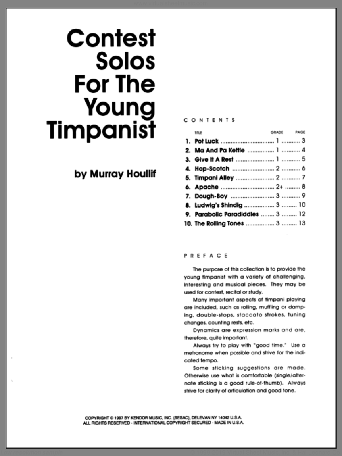 Contest Solos For The Young Timpanist sheet music for percussions by Houllif, classical score, intermediate skill level