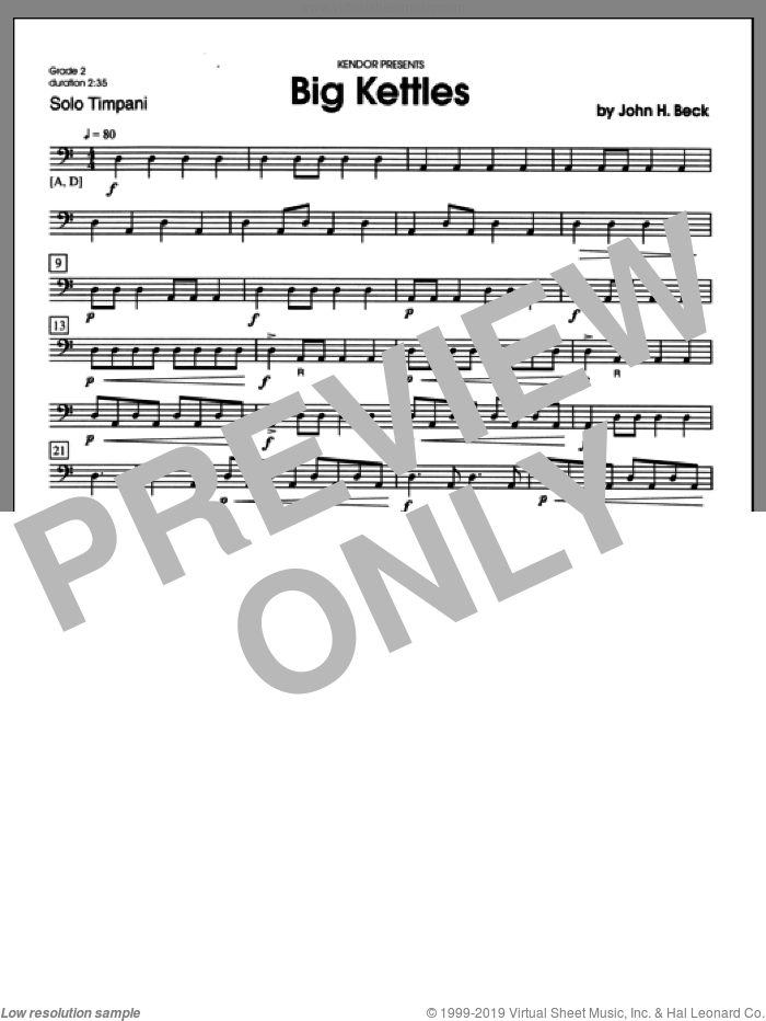Big Kettles sheet music for percussions by Beck Hansen, classical score, intermediate skill level