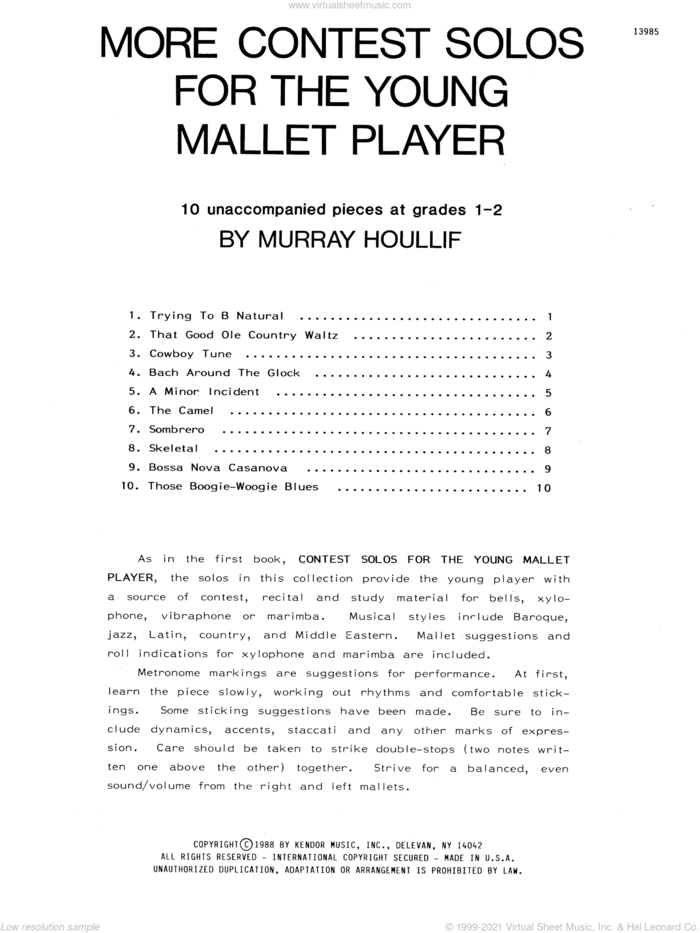 More Contest Solos For The Young Mallet Player sheet music for percussions by Houllif, classical score, intermediate skill level