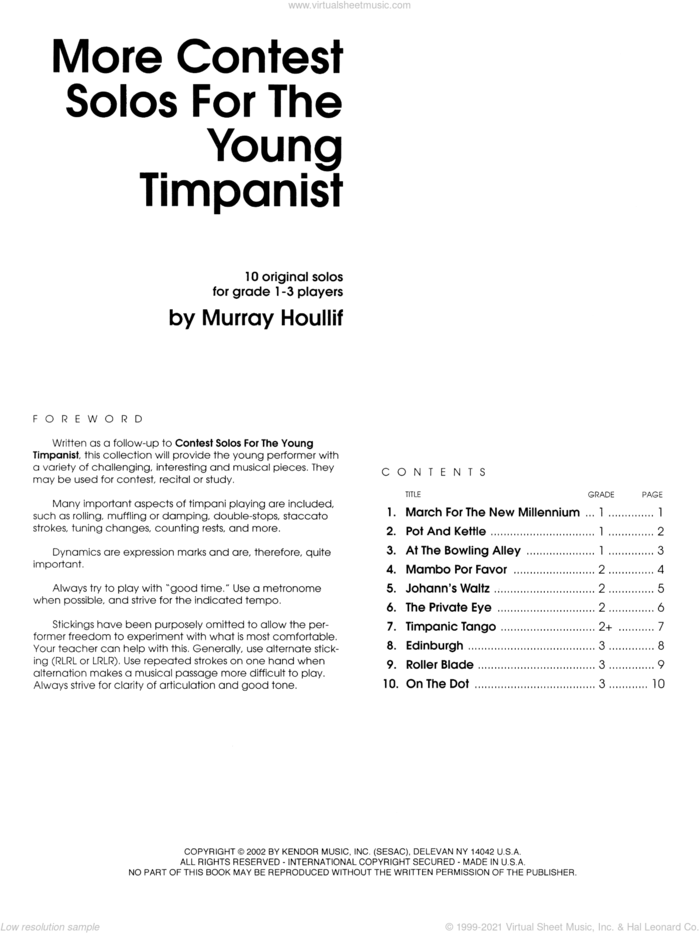 More Contest Solos For The Young Timpanist sheet music for percussions by Houllif, classical score, intermediate skill level