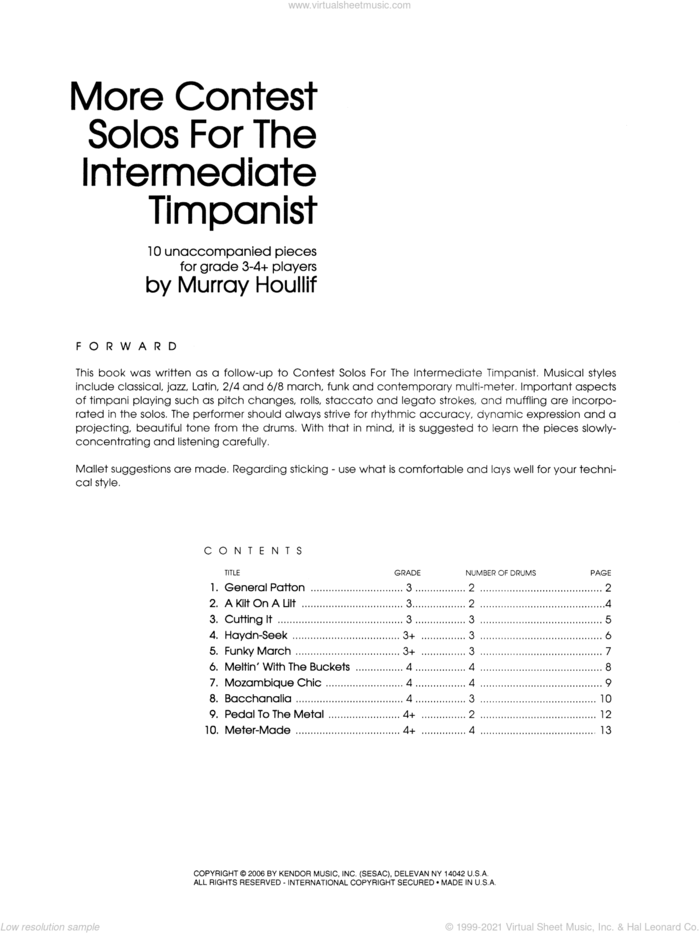 More Contest Solos For The Intermediate Timpanist sheet music for percussions by Houllif, classical score, intermediate skill level