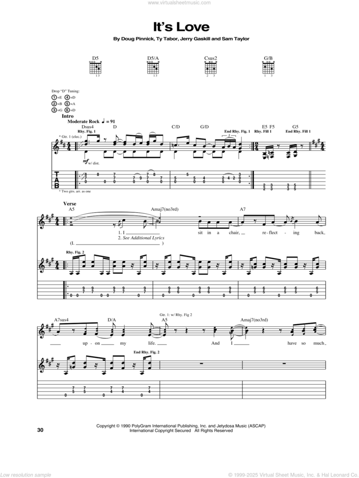 It's Love sheet music for guitar (tablature) by King's X, intermediate skill level