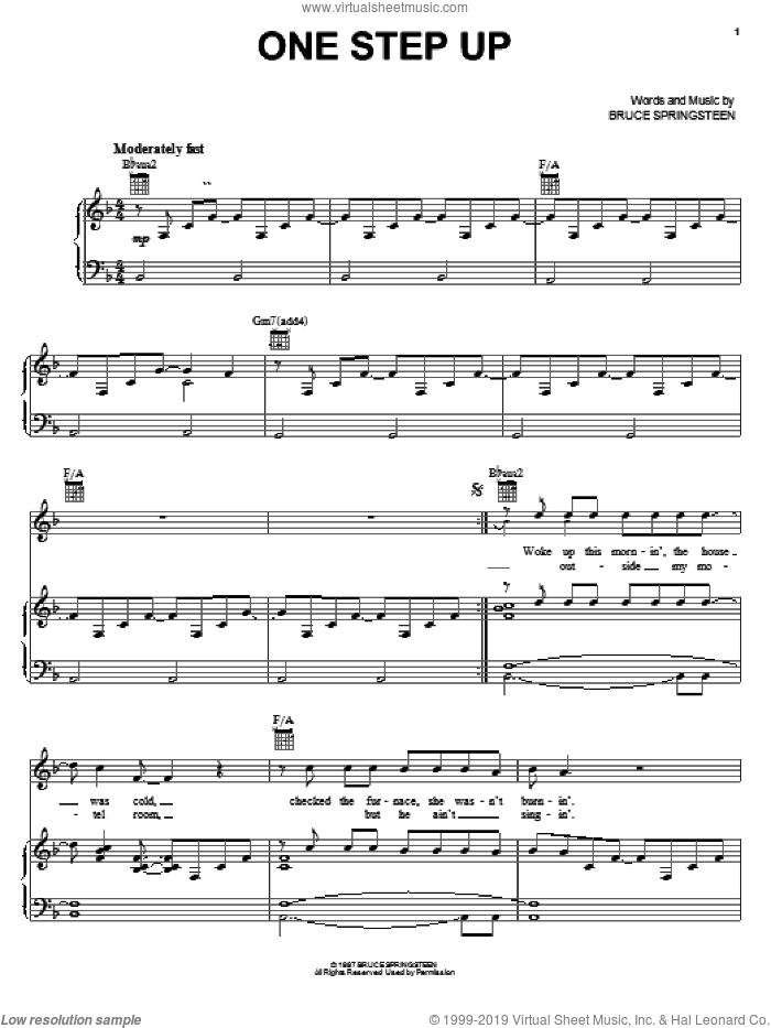 One Step Up sheet music for voice, piano or guitar by Kenny Chesney and Bruce Springsteen, intermediate skill level