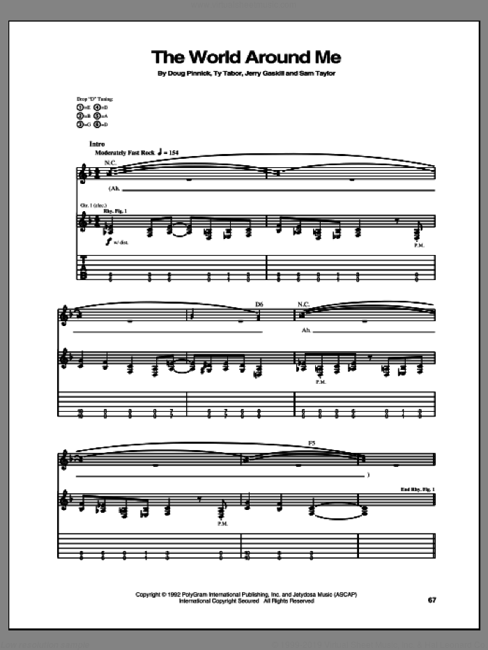 The World Around Me sheet music for guitar (tablature) by King's X, intermediate skill level