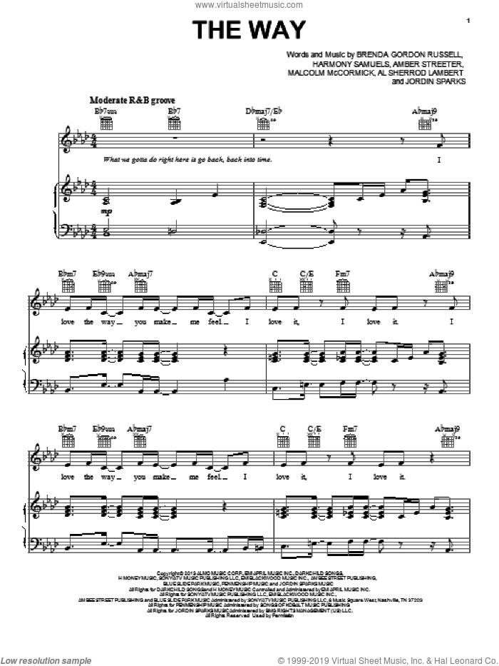 The Way sheet music for voice, piano or guitar by Ariana Grande, intermediate skill level