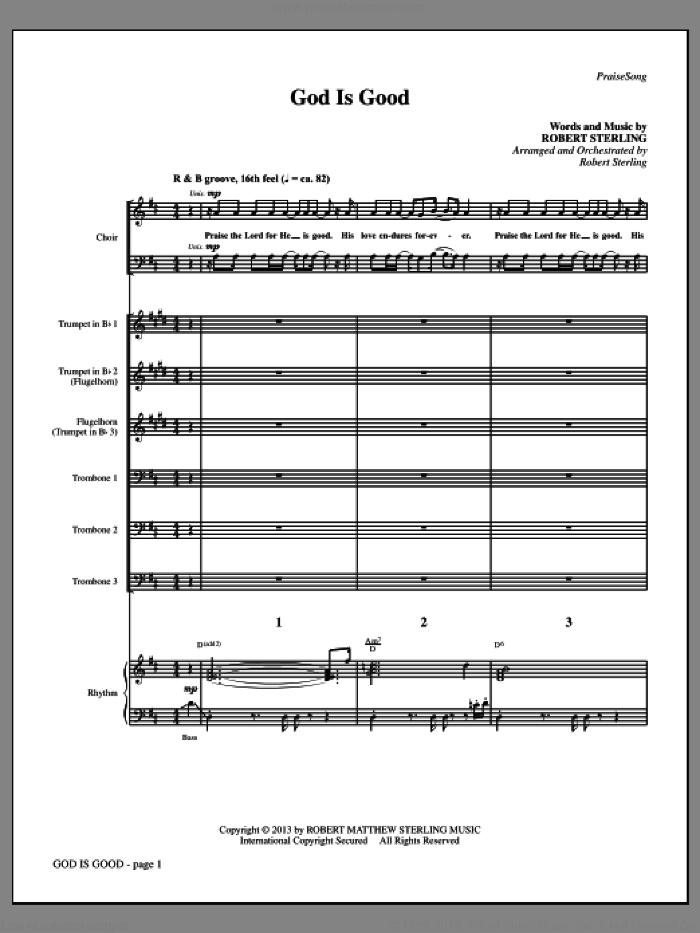 God Is Good (COMPLETE) sheet music for orchestra/band by Robert Sterling, intermediate skill level