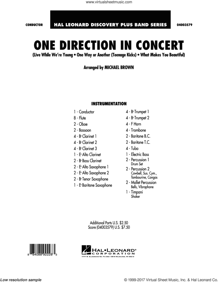 One Direction In Concert (COMPLETE) sheet music for concert band by Michael Brown and One Direction, intermediate skill level
