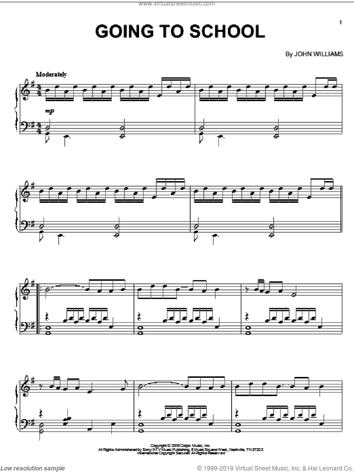 Going To School sheet music for piano solo by John Williams and Memoirs Of A Geisha (Movie), intermediate skill level