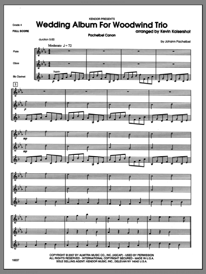 Wedding Album For Woodwind Trio (COMPLETE) sheet music for wind trio by Kevin Kaisershot and Miscellaneous, classical score, intermediate skill level