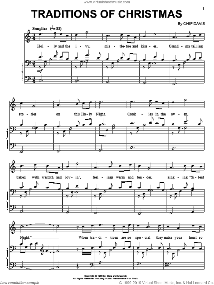 Traditions Of Christmas sheet music for piano solo by Mannheim Steamroller and Chip Davis, intermediate skill level