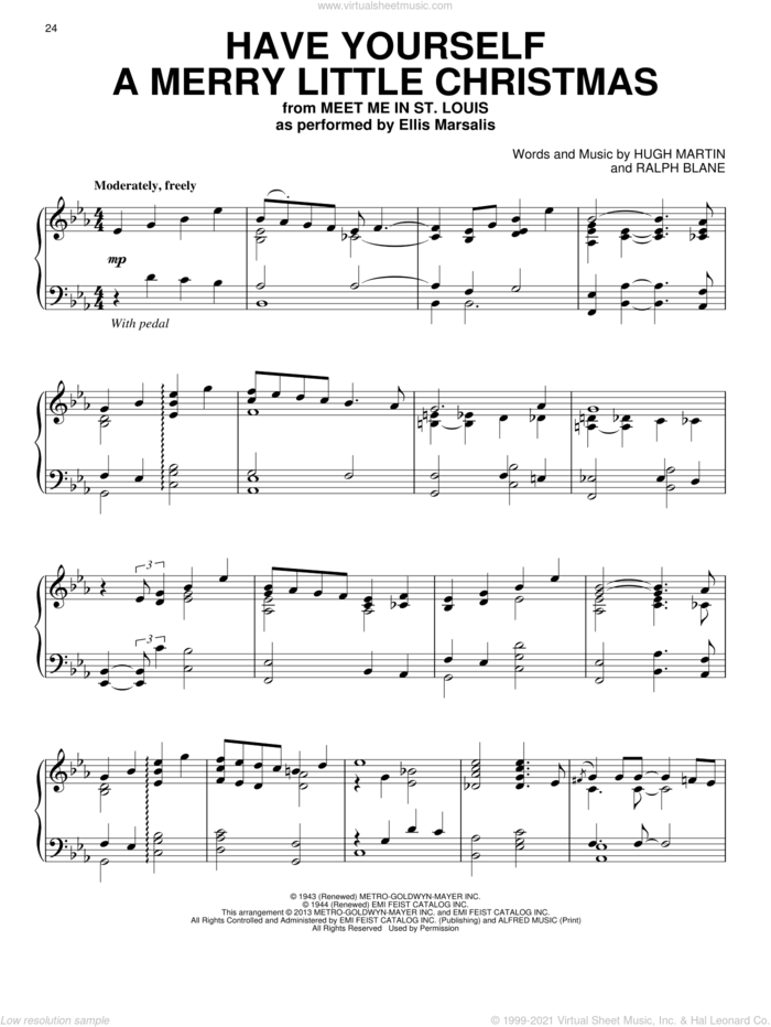 Have Yourself A Merry Little Christmas sheet music for piano solo by Ralph Blane and Hugh Martin, intermediate skill level