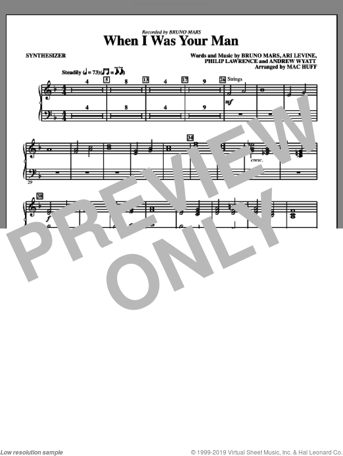 When I Was Your Man (arr. Mac Huff) (complete set of parts) sheet music for orchestra/band by Mac Huff and Bruno Mars, intermediate skill level