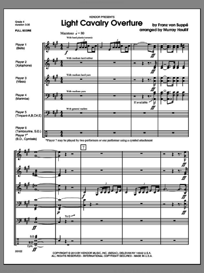 Light Cavalry Overture (COMPLETE) sheet music for percussions by Franz Von Suppe and Houllif, classical score, intermediate skill level