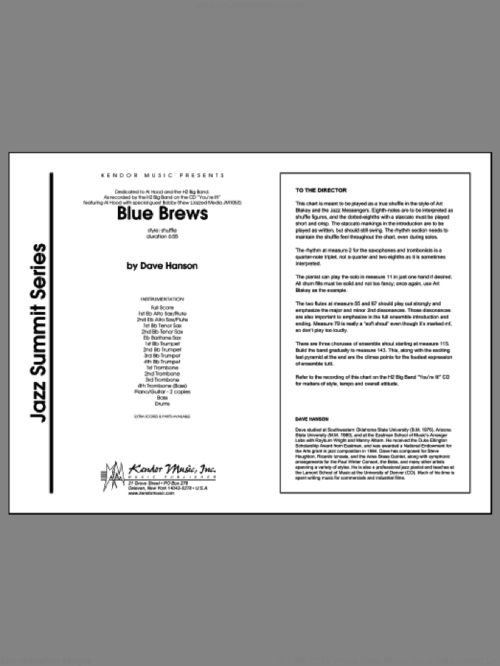 Blue Brews (COMPLETE) sheet music for jazz band by isaac Hanson, classical score, intermediate skill level