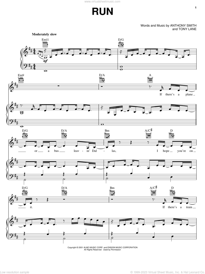Run sheet music for voice, piano or guitar by George Strait, Anthony Smith and Tony Lane, intermediate skill level