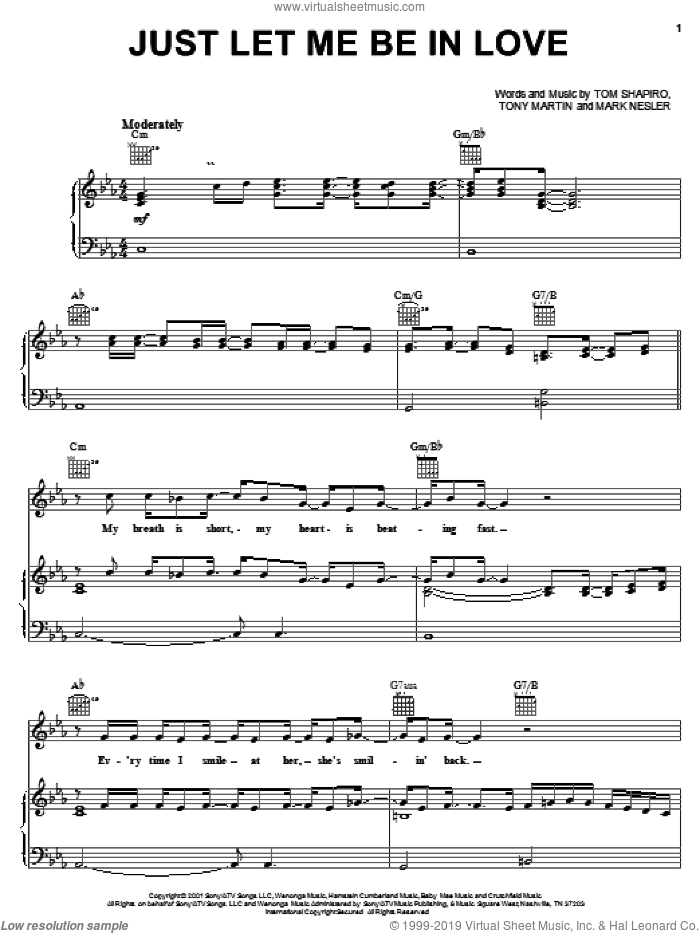 Just Let Me Be In Love sheet music for voice, piano or guitar by Tracy Byrd, Mark Nesler, Tom Shapiro and Tony Martin, intermediate skill level