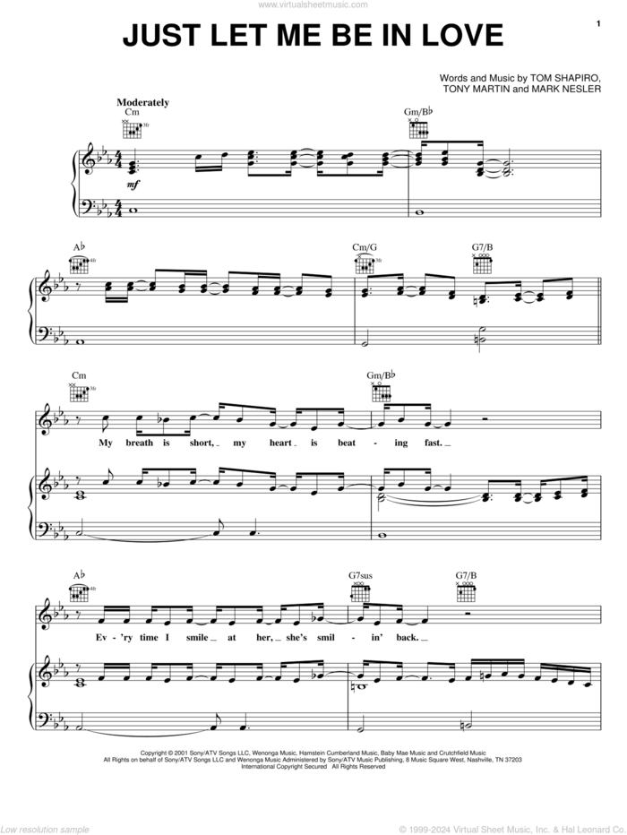 Just Let Me Be In Love sheet music for voice, piano or guitar by Tracy Byrd, Mark Nesler, Tom Shapiro and Tony Martin, intermediate skill level