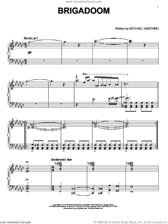 Brigadoom sheet music for piano solo by Michael Giacchino and Star Trek: Into Darkness (Movie), intermediate skill level