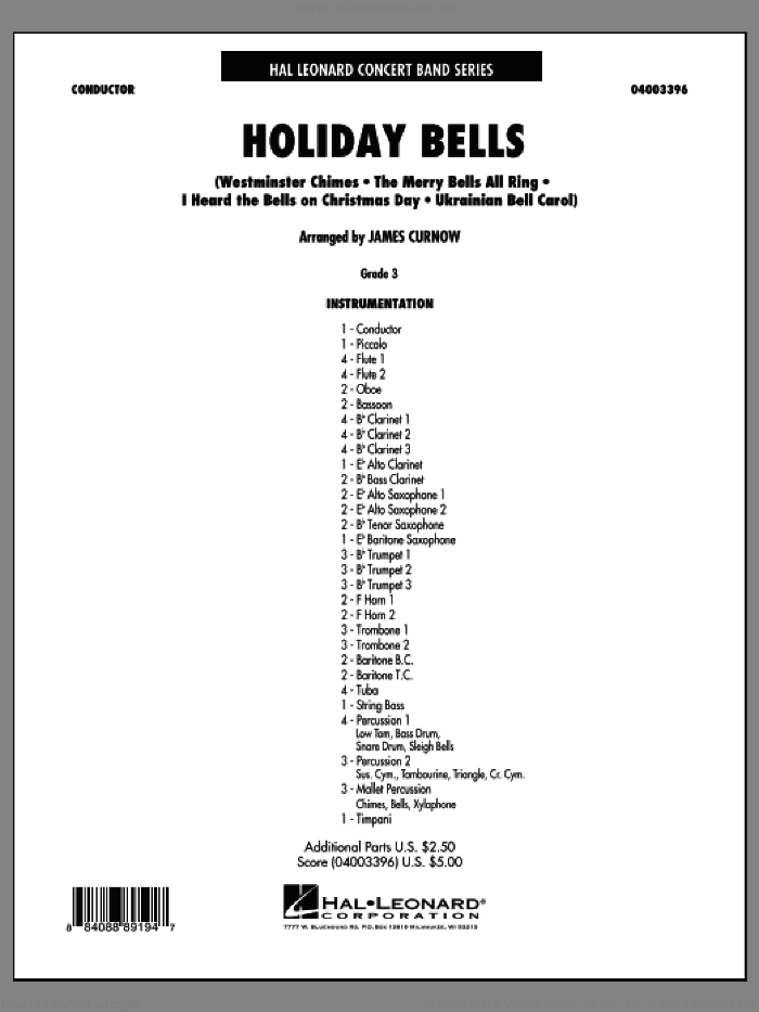 Holiday Bells (COMPLETE) sheet music for concert band by James Curnow, intermediate skill level