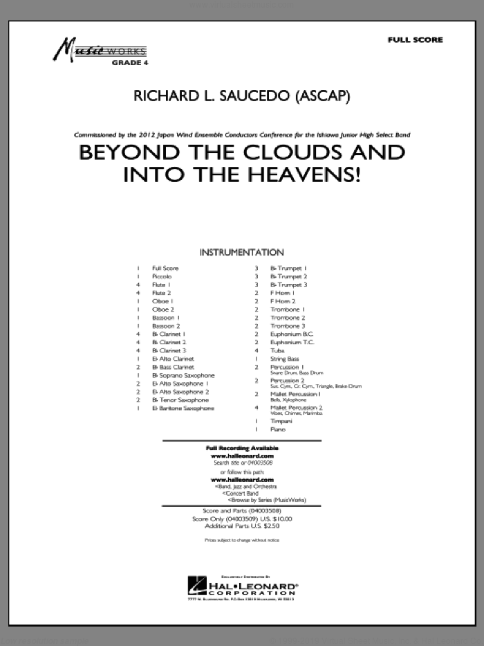 Beyond the Clouds and Into the Heavens! (COMPLETE) sheet music for concert band by Richard L. Saucedo, intermediate skill level