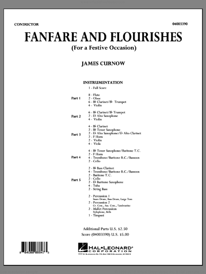 Fanfare and Flourishes (for a Festive Occasion) (COMPLETE) sheet music for concert band by James Curnow, intermediate skill level