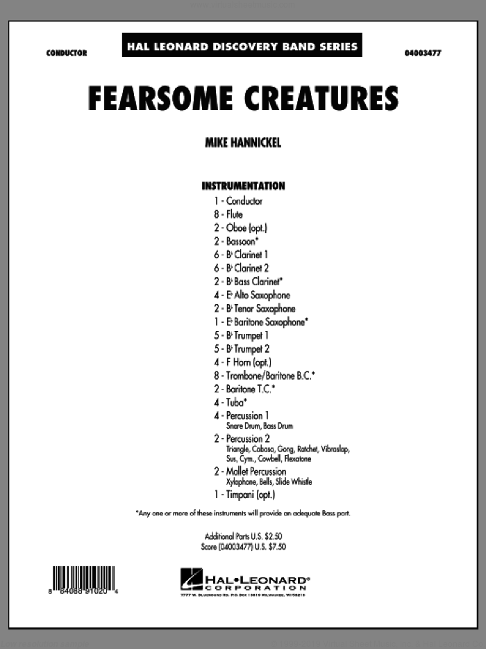 Fearsome Creatures (COMPLETE) sheet music for concert band by Mike Hannickel, intermediate skill level