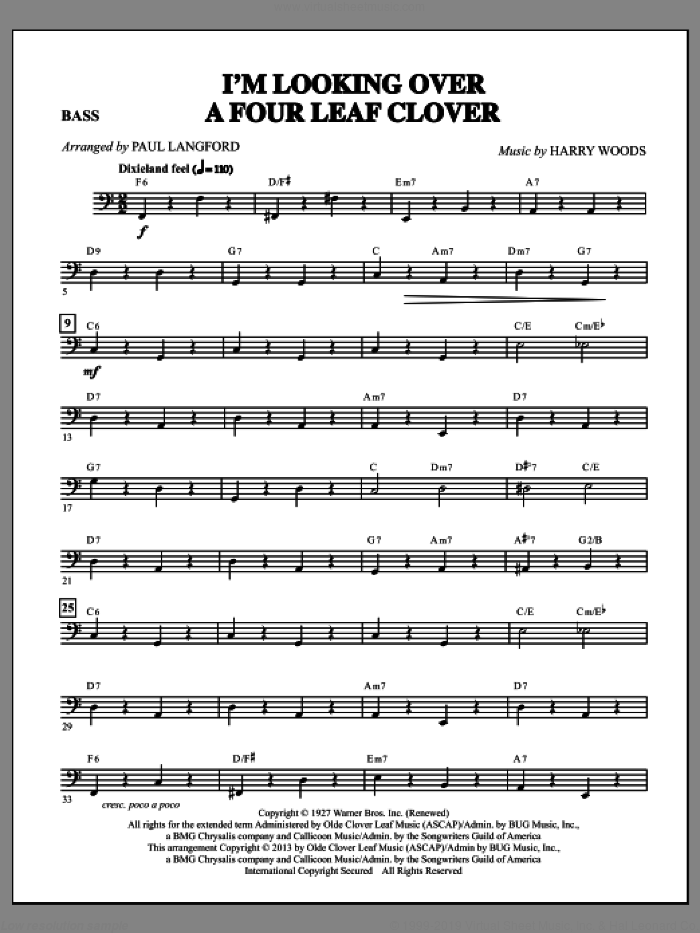I'm Looking Over A Four-leaf Clover (complete set of parts) sheet music for orchestra/band (Special) by Harry Woods, Mort Dixon and Paul Langford, intermediate skill level