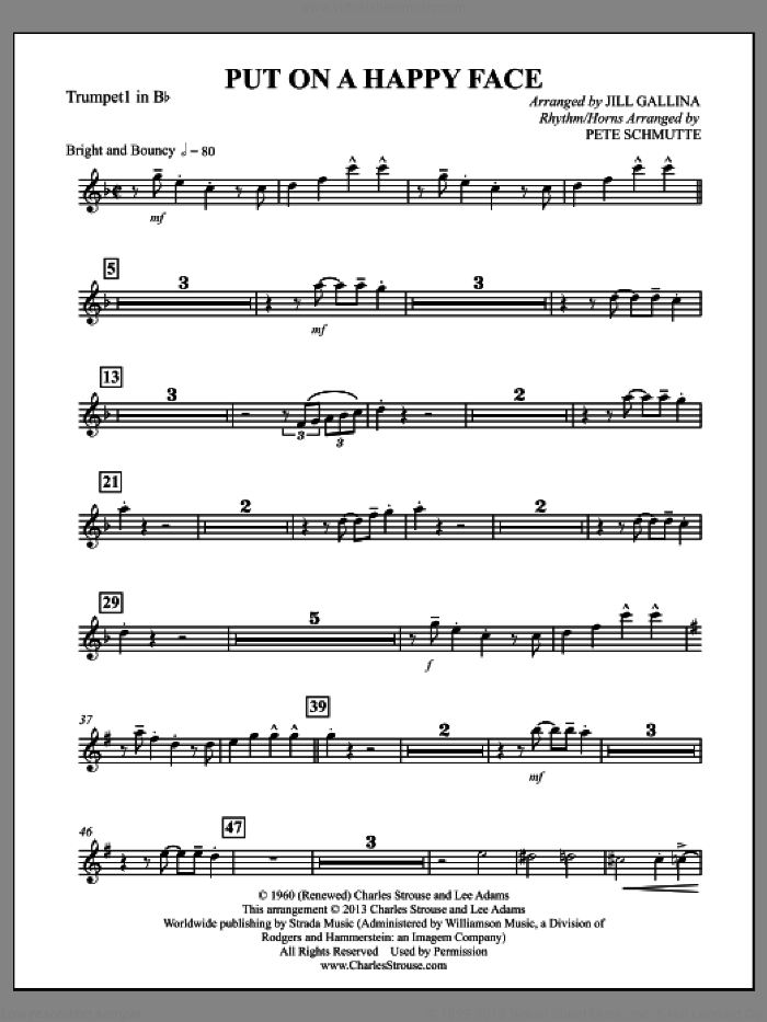 Put On a Happy Face (complete set of parts) sheet music for orchestra/band by Charles Strouse, Lee Adams and Jill Gallina, intermediate skill level