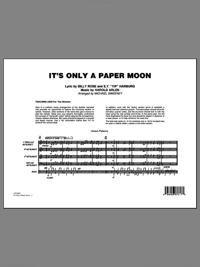It's Only a Paper Moon (COMPLETE) sheet music for jazz band by Michael Sweeney, intermediate skill level