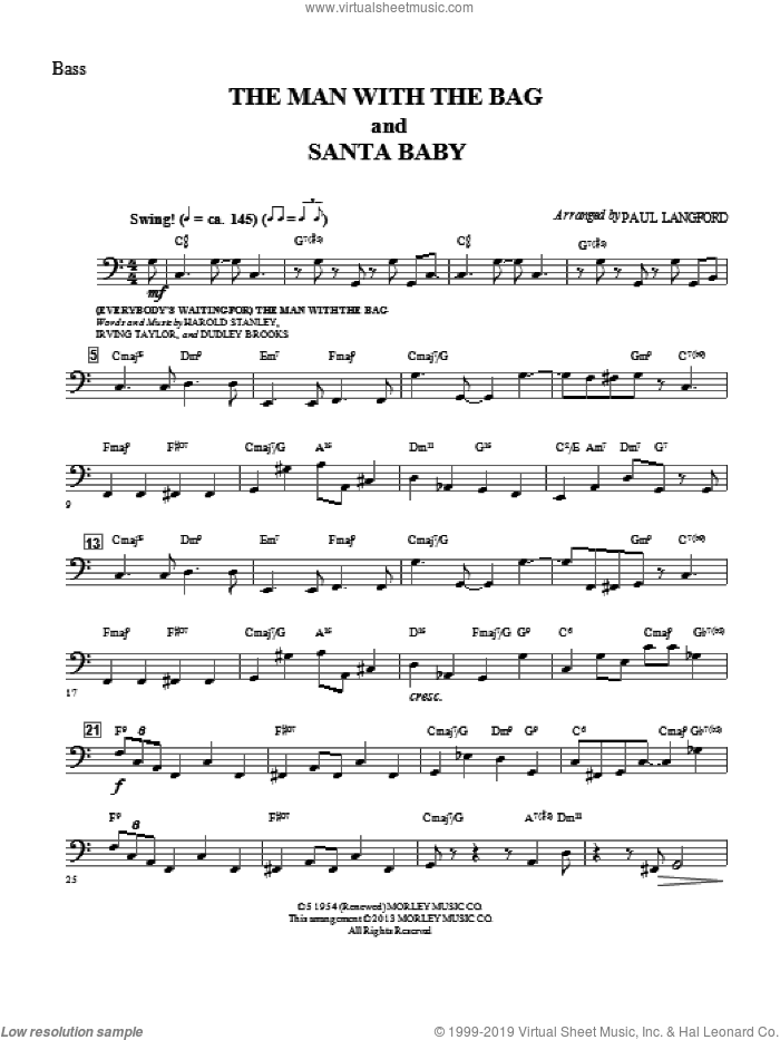 Man With The Bag And Santa Baby (complete set of parts) sheet music for orchestra/band by Paul Langford, intermediate skill level