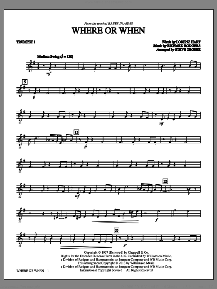 Where Or When (from Babes In Arms) (arr. Steve Zegree) (complete set of parts) sheet music for orchestra/band by Richard Rodgers, Dion & The Belmonts, Lorenz Hart, Rodgers & Hart and Steve Zegree, intermediate skill level
