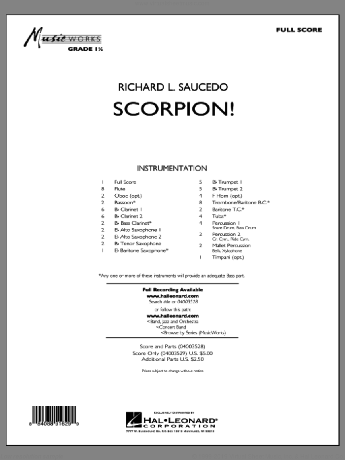 Scorpion! (COMPLETE) sheet music for concert band by Richard L. Saucedo, intermediate skill level
