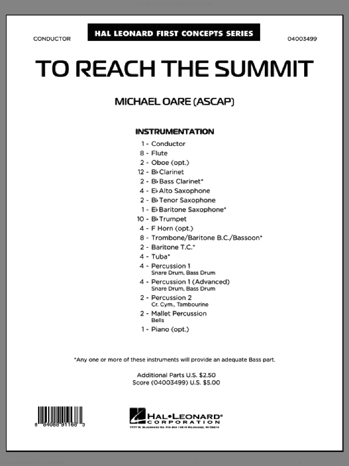 To Reach the Summit (COMPLETE) sheet music for concert band by Michael Oare, intermediate skill level