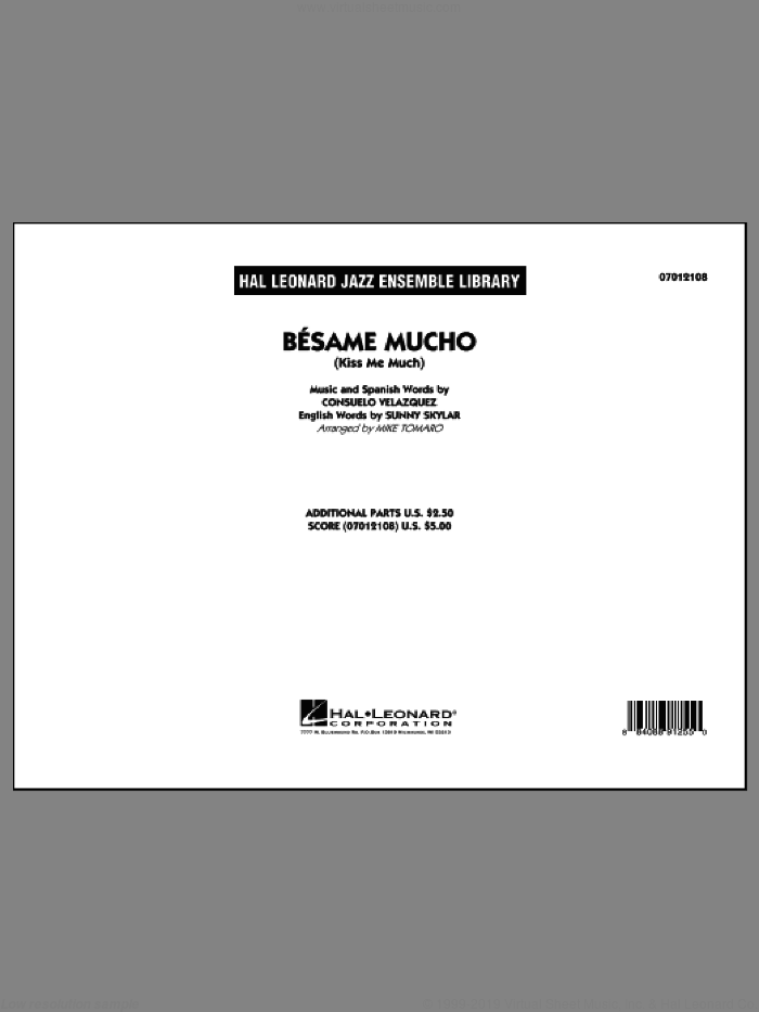 Besame Mucho (Kiss Me Much) (COMPLETE) sheet music for jazz band by Mike Tomaro, intermediate skill level