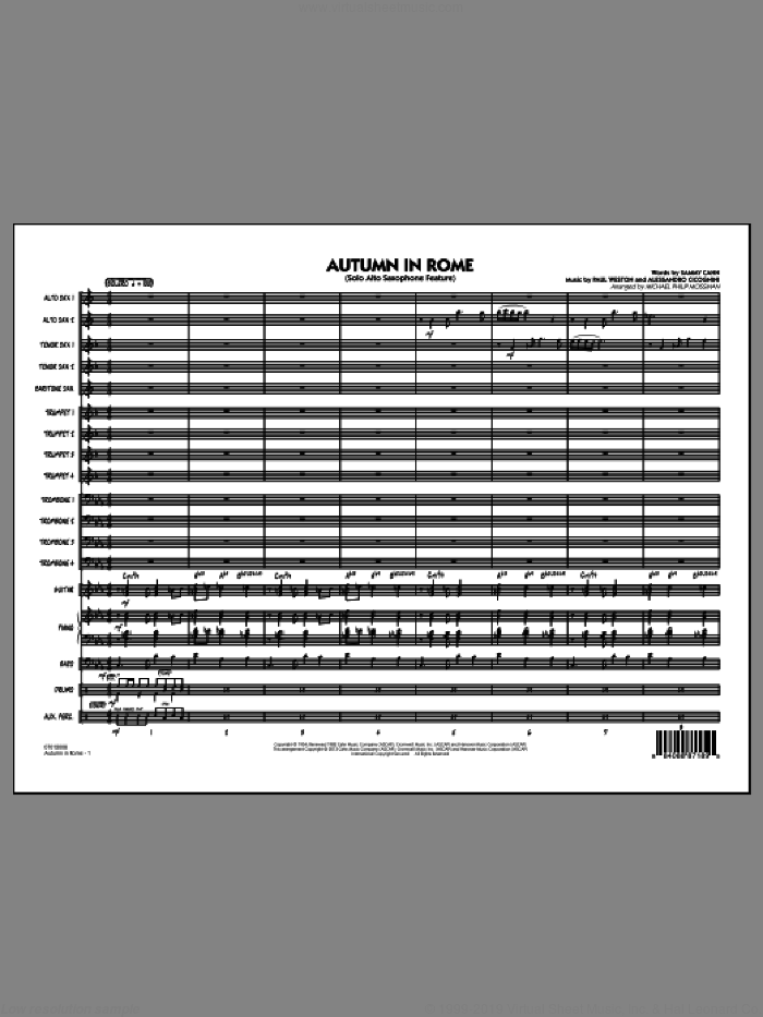 Autumn in Rome (COMPLETE) sheet music for jazz band by Sammy Cahn, Alessandro Cicognini, Michael Philip Mossman and Paul Weston, intermediate skill level