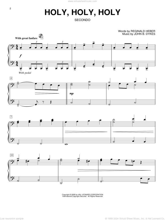 Holy, Holy, Holy! Lord God Almighty sheet music for piano four hands by Reginald Heber and John Bacchus Dykes, intermediate skill level