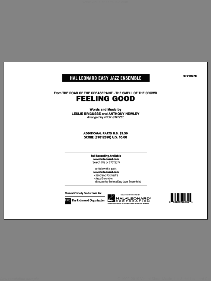 Feeling Good (COMPLETE) sheet music for jazz band by Michael Buble and Rick Stitzel, intermediate skill level