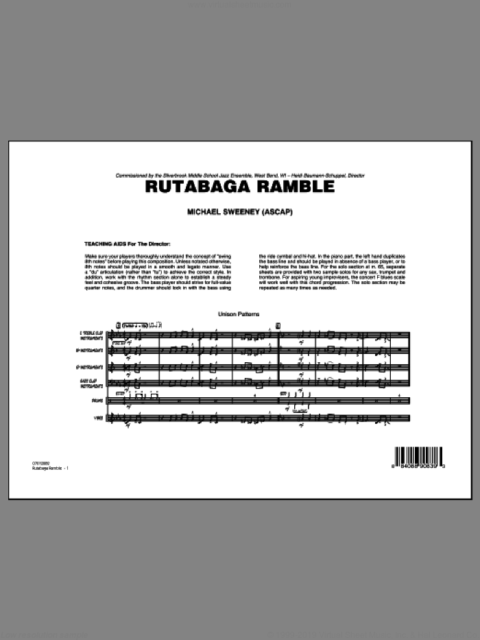 Rutabaga Ramble (COMPLETE) sheet music for jazz band by Michael Sweeney, intermediate skill level