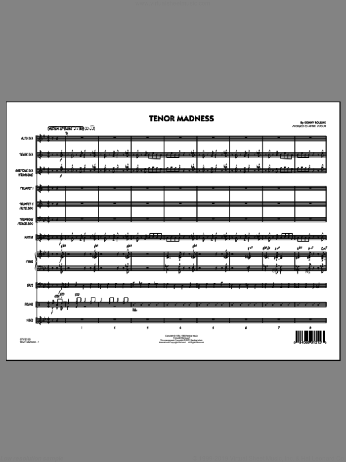 Tenor Madness (COMPLETE) sheet music for jazz band by Mark Taylor and Sonny Rollins, intermediate skill level