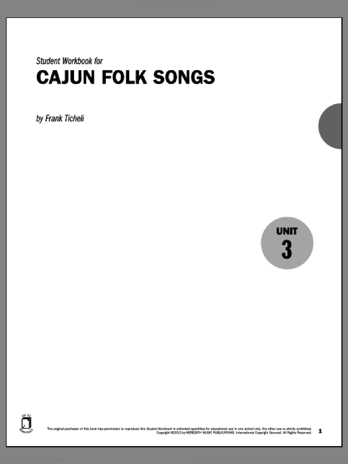 Guides to Band Masterworks, Vol. 3 - Student Workbook - Cajun Folk Songs sheet music for band by Frank Ticheli, classical score, intermediate skill level