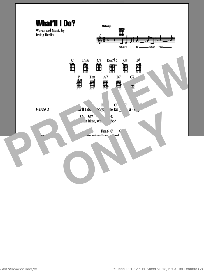 What'll I Do sheet music for ukulele (chords) by Irving Berlin and Bobby Scott, intermediate skill level