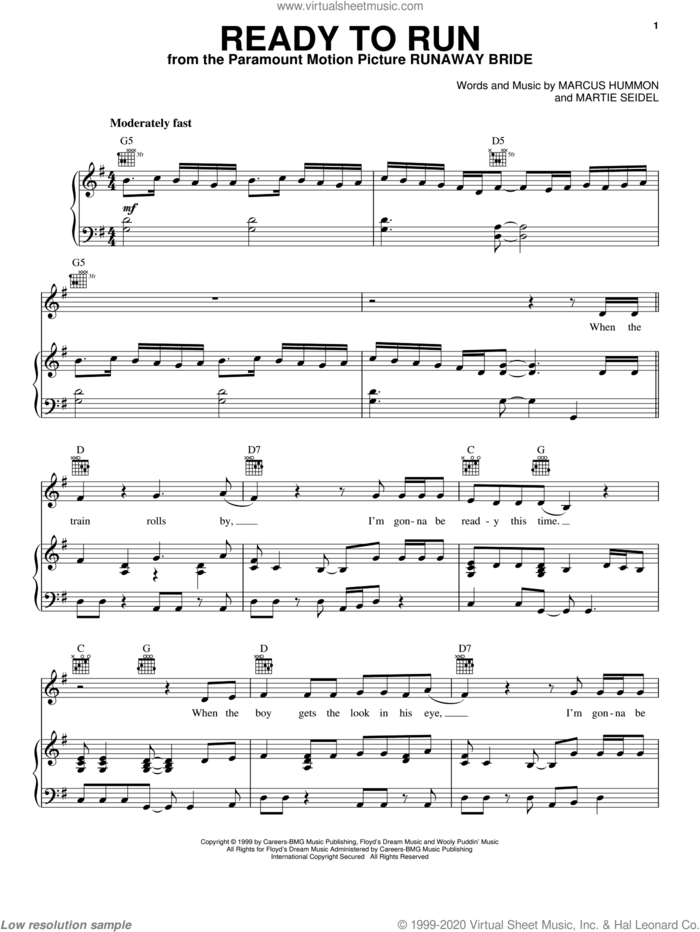 Ready To Run sheet music for voice, piano or guitar by The Chicks, Dixie Chicks, Marcus Hummon and Martie Seidel, intermediate skill level