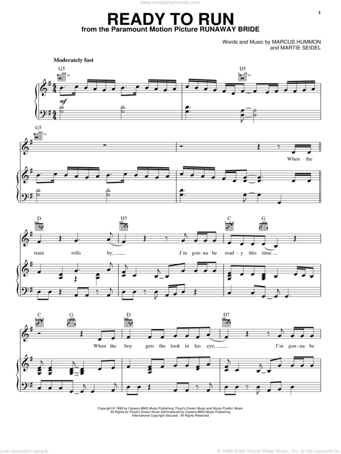 Ready To Run sheet music for voice, piano or guitar by The Chicks, Dixie Chicks, Marcus Hummon and Martie Seidel, intermediate skill level