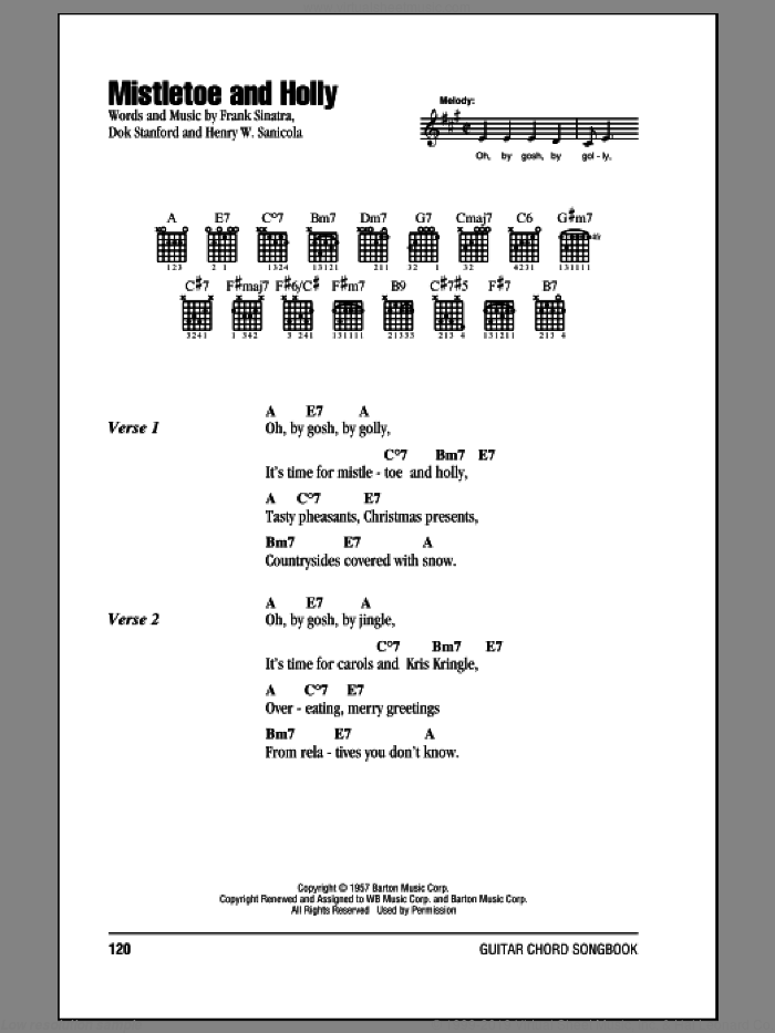 Mistletoe And Holly sheet music for guitar (chords) by Frank Sinatra, intermediate skill level