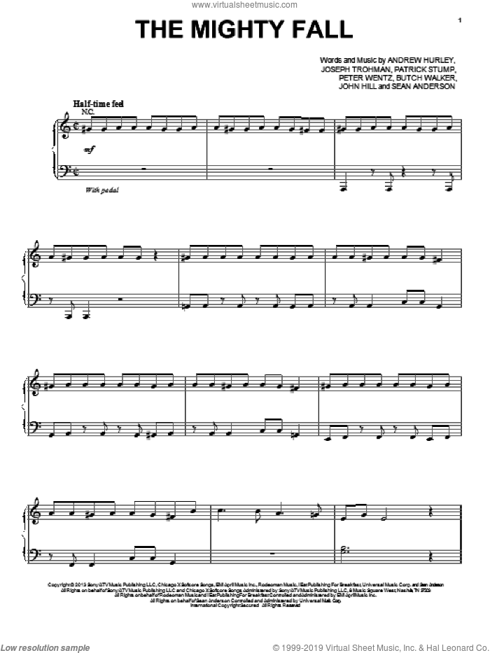 The Mighty Fall sheet music for voice, piano or guitar by Fall Out Boy, intermediate skill level