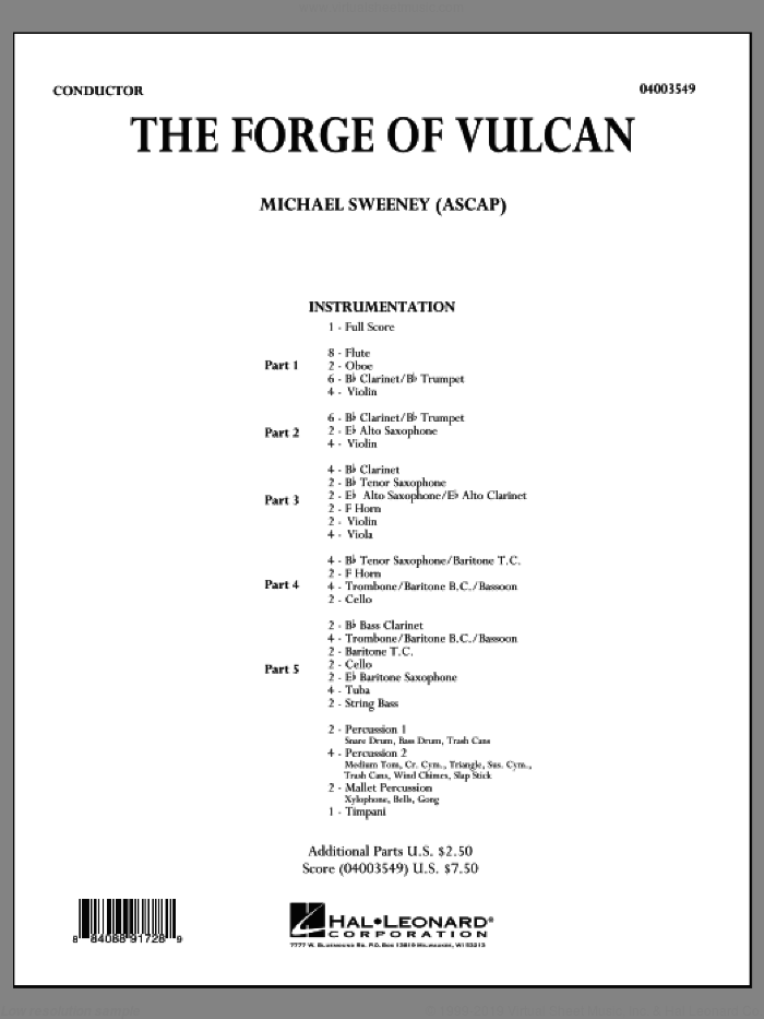The Forge of Vulcan (COMPLETE) sheet music for concert band by Michael Sweeney, intermediate skill level